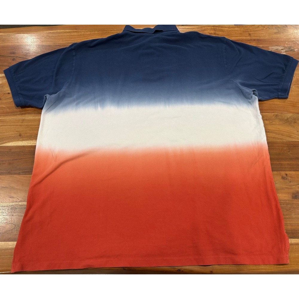 Polo Ralph Lauren Mens 3XLT Ombre Dip Dye Polo Shirt Blue White Red Big & Tall - Picture 8 of 8